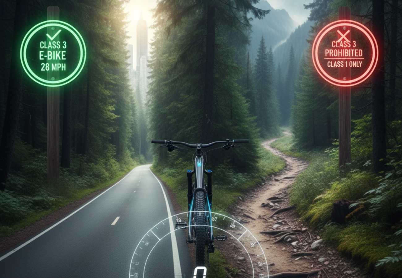 Is a Class 3 eMTB bike allowed on mountain bike trails?